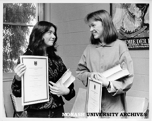 Joint Goethe Prize winners Andrea Lobb (left) and Jane Morrison