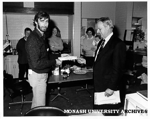 Attorney-General Mr Lionel Bowen (right) with Springvale Legal Service Coordinator Mr Simon Smith