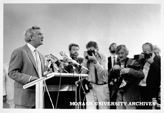 Prime Minister Mr Bob Hawke opening Springvale Legal Service's new premises