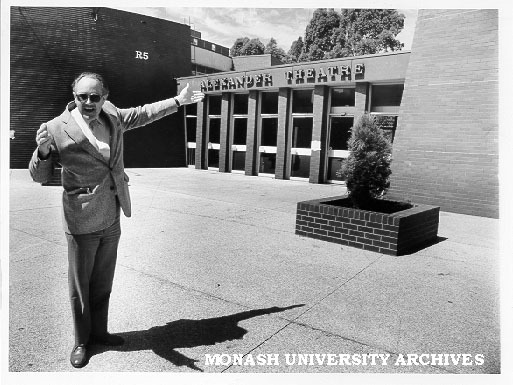 Manager Mr Phil A'Vard, outside Alexander Theatre