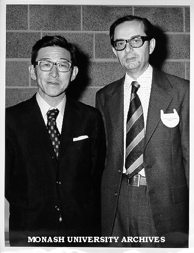 Professor Jiri Neustupny and Consul General for Japan Mr W. Miyakawa, at opening of Japanese teaching seminar