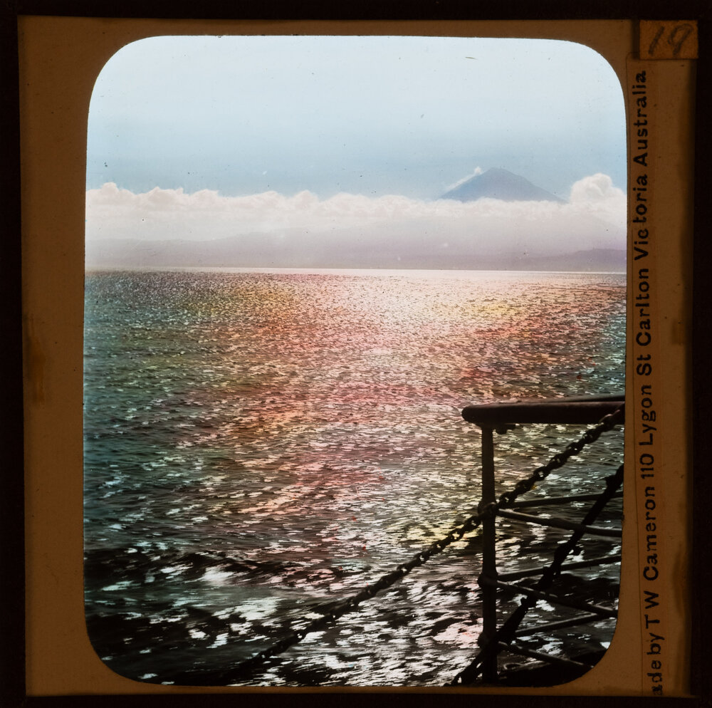 View of mountains from boat