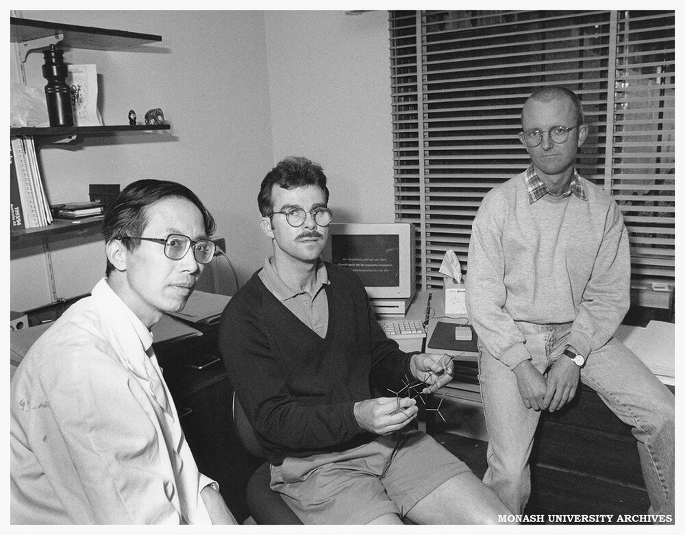 Main players in the hunt for an antiflu drug (from left) Dr Wen-Yang Wu, Dr Mark von Itzstein and Dr Michael Pegg