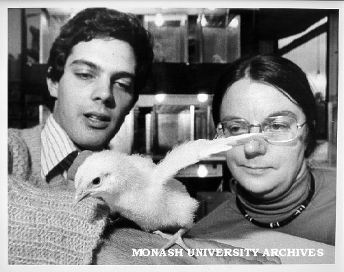 Student Peter Nankervis (left) with ARGC fellow Dr Lesley Rogers and research subject