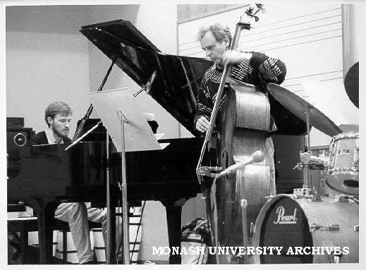 Jazz Club members Simon Pilbrow (left) and bassist Geoff Kluke perform in lunchtime concert