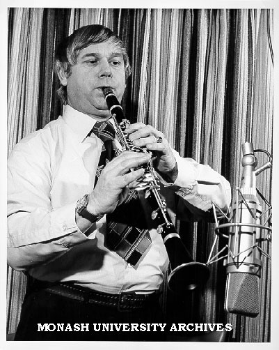 Peter Clinch playing clarinet during recording session