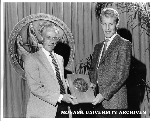 Winner of J. W. Dodds Memorial Medal, Stuart Higgins (right) with Mr R. G. Austin, of Clyde-Riley Dodds