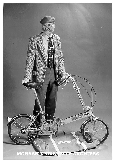 Laboratory manager George Brownfoot with newly designed bike to be tested for fatigue