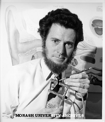 Dr Robin Alfredson with device for calculating acoustic intensity