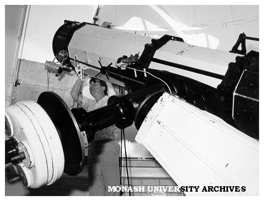 Dr Keith Thompson operating telescope at observatory near Emerald