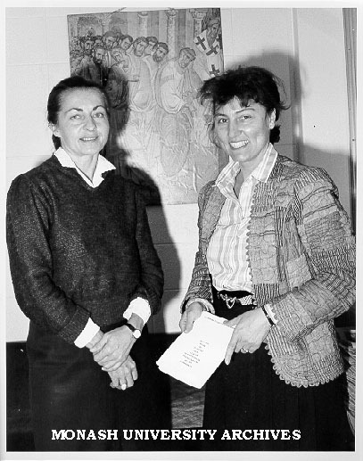 Ms Gorana Doliner (left) visitor from Yugoslav Academy of Science and Arts, with Dr Millicent Vladiv