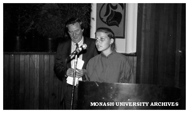 Natalie Kandybko at presentation of Stepan Soldat Memorial Prize by Vice-Chancellor Professor Mal Logan