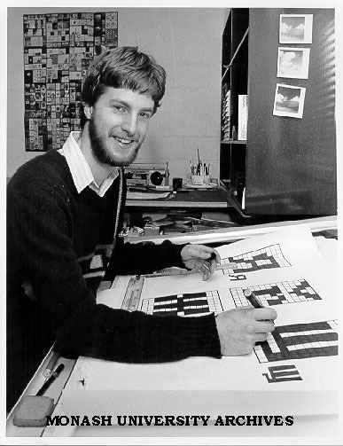 Tim Pilbrow designing Slavic characters for multilingual word processing package