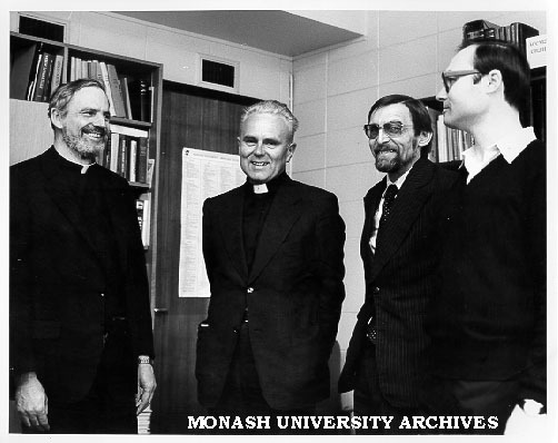 Professor Jiri Marvan (second right) with visitors: Fr Peter Knowles (left), Monsignor Jaroslav Skarvada, and Fr Laurence Foote