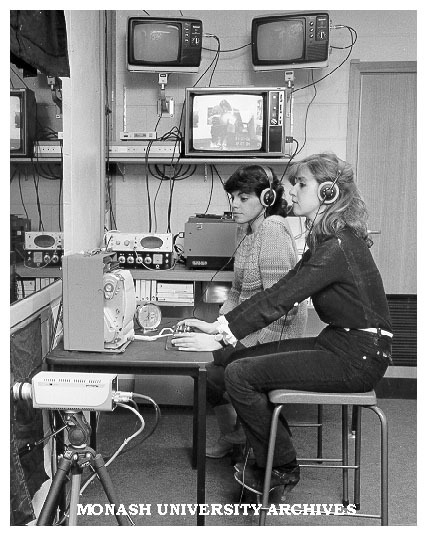Students Simone Kahalis and Carmel Ganguzza in child study observation room