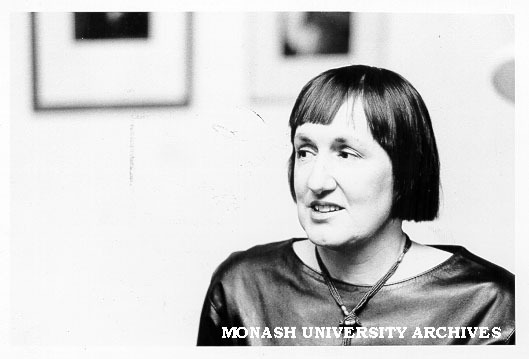 Beatrice Faust at opening of 'The Lens and Eye' exhibition