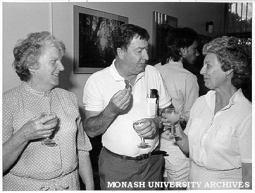 Senior lecturer Ian Hiscock at his retirement function, with Pat Coates (left) and Val Baxter