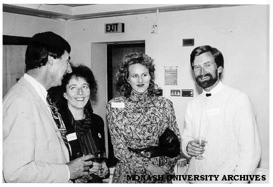 London reception for Monash alumni. Associate Professor Ian Rae (left), Ingrid Scheffler, Jane Heath and Graeme Cliff