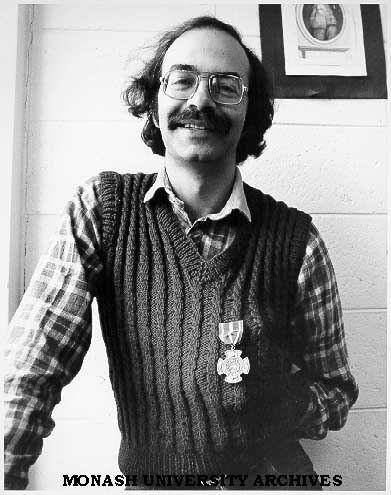 Professor Peter Singer with Humane Medal for 1982