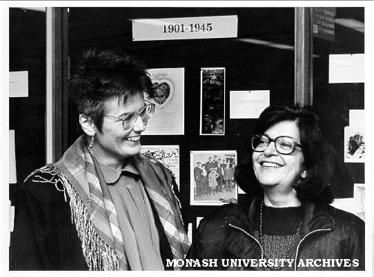 Ms Srebrenka Kunek of Centre for Migrant and Intercultural Studies (left) with visitor Dr Eleni Stamiris director of Mediterranean Women's Studies Institute in Athens