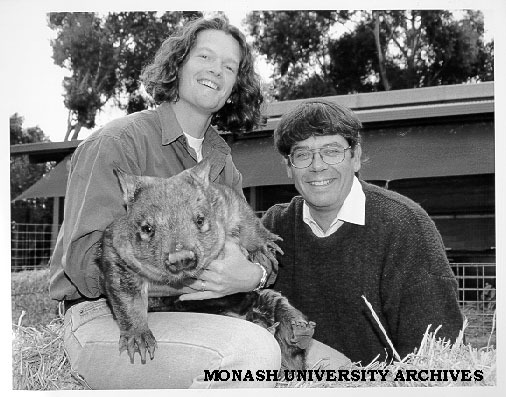 Mr Vernon Steele (holding Wilbur the wombat) and Professor Alan Trounson