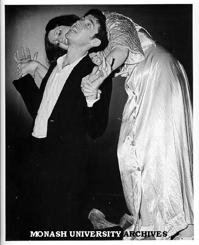 Clelie Burton and Peter Dunn in Monash Players' performance of 'Dracula'