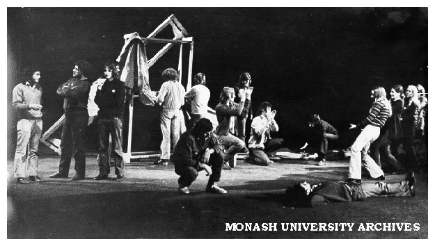 Scene from Monash Players' performance of 'Mother Courage'