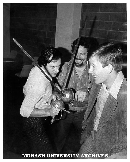 Hamlet cast members learning to joust