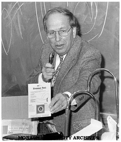 Professor Roger Short promoting condoms