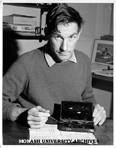 Professor J. M. Cullen examining egg-sucking kit