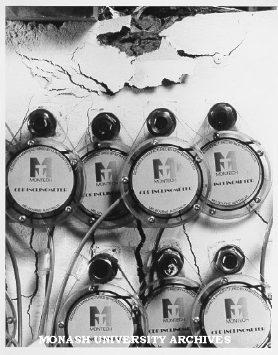 CDP inclinometers along a concrete beam designed to aid work of Professor Peter Darvall