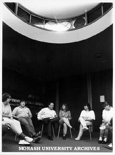 Father Steve Russell (centre) leading discussion with members of Anglican Christian Movement, Religious Centre, Clayton Campus