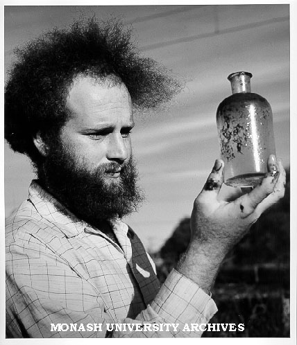 Student Harry Grynberg with local water sample