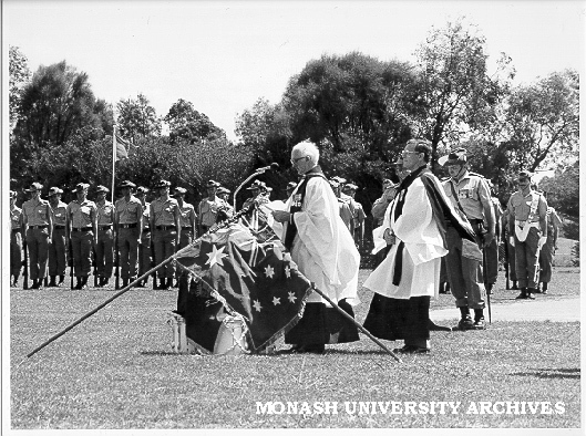 Australian Army Chaplains consecrating University Regiment colours
