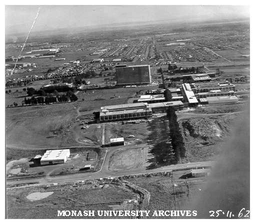 Aerial view of Science and Humanities buildings from north