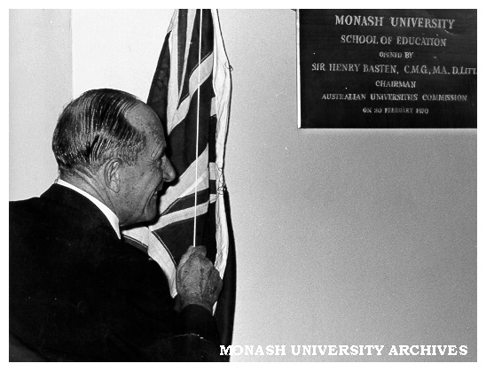 Sir Henry Basten opening School of Education, February 1970