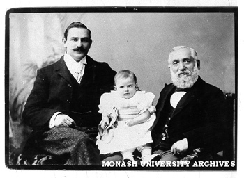 John Monash (left), with father Louis and daughter Bertha
