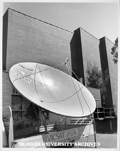 Receiving audio dish for inaugural Aussat lecture