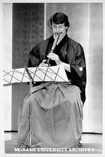 Mr Riley Kelly Lee playing the shakuhachi