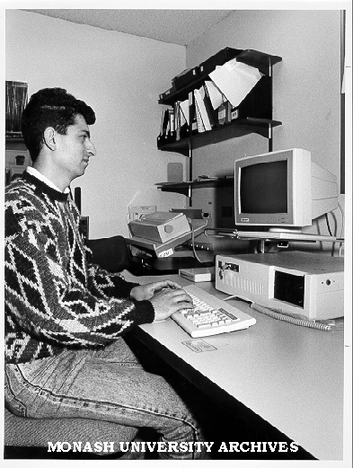 Student Vafa Shams working in Hargrave Library