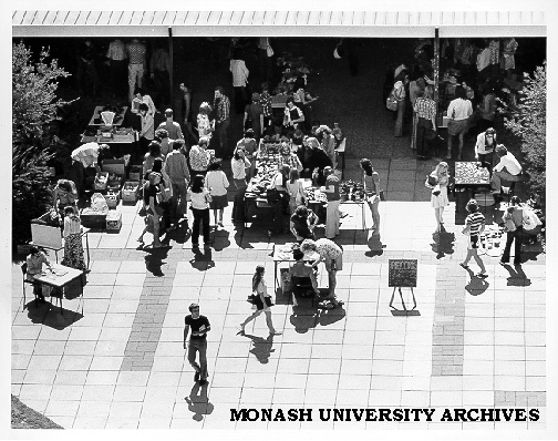 Friday market stalls outside Union building