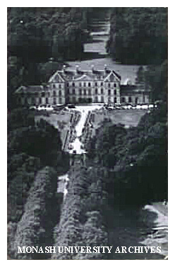 Aerial view of Bertangles Chateau and guard of honour for investiture of John Monash