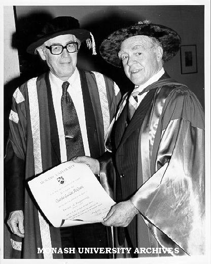 Honorary Doctor of Engineering Sir Charles McGrath with Chancellor Sir Richard Eggleston