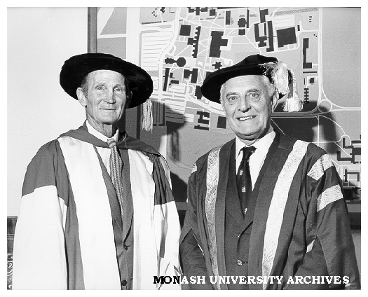 Honorary Doctor of Laws Dr G. A. Rattigan (left) with University Visitor Sir Henry Winneke