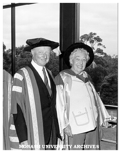 Honorary Doctor of Laws Kylie Tennant, with Chancellor Sir George Lush