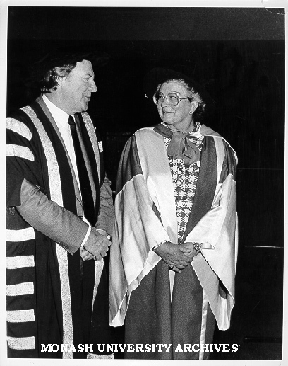Honorary Doctor of Laws Dr Margaret Hamer with Vice-Chancellor Professor Mal Logan