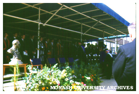 Opening ceremony, March 1961, with bust of Sir John Monash in left foreground