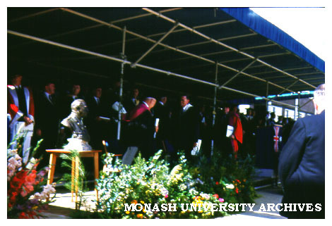 Opening ceremony, March 1961, with bust of Sir John Monash in left foreground