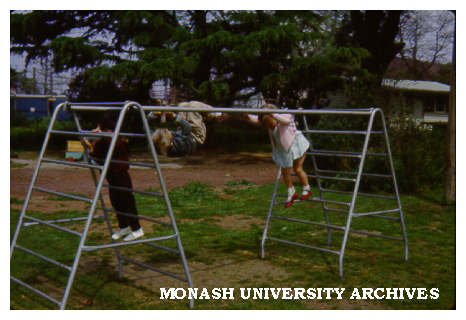 Children playing outside Birch Cottage