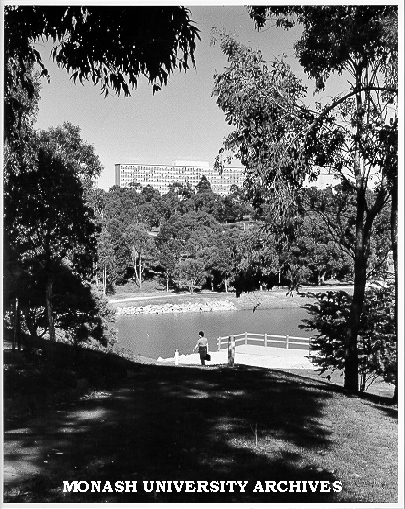 View across lake to Menzies building